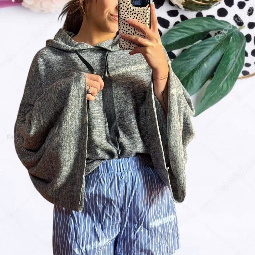 Tailor Vintage Charcoal Hooded Poncho Sweater